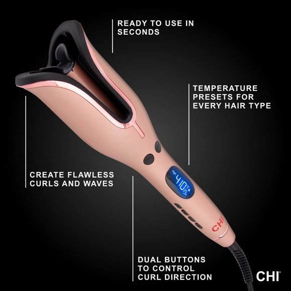 CHI Spin N Curl ceramic rotating curler, PINK - Picture 2 of 11